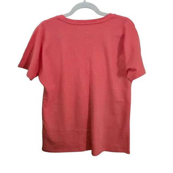 Isaac Mizrahi Live Scoop Neck Tunic Shirt Pockets Flamingo Pink Size S - Picture 3 of 6